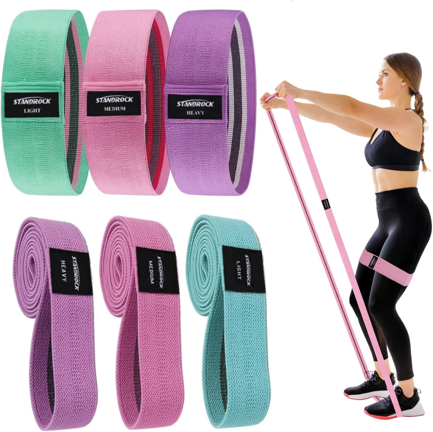 GROW THAT PEACH Fabric Resistance Bands for Working Out | 3 and 4 Levels Booty Bands Long Resistance Bands | Elastic Resistance Bands for Exercise Set