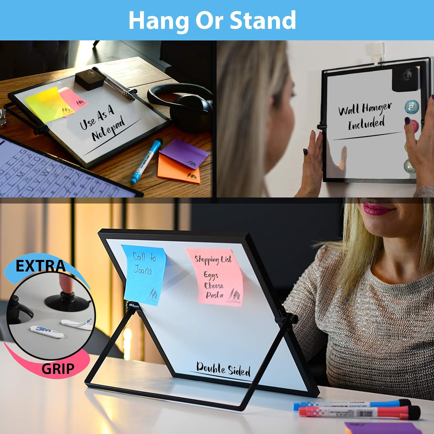 VISUALIZATION & PRODUCTIVITY ERA 101 Small Desktop White Board with Weekly Planner | Magnetic to Do List Dry Erase Board Calendar with Stand | 3 Markers, 4 Magnets, Eraser | Portable Whiteboard