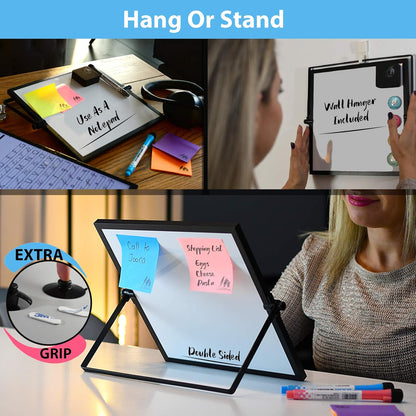 VISUALIZATION & PRODUCTIVITY ERA 101 Small Desktop White Board with Weekly Planner | Magnetic to Do List Dry Erase Board Calendar with Stand | 3 Markers, 4 Magnets, Eraser | Portable Whiteboard