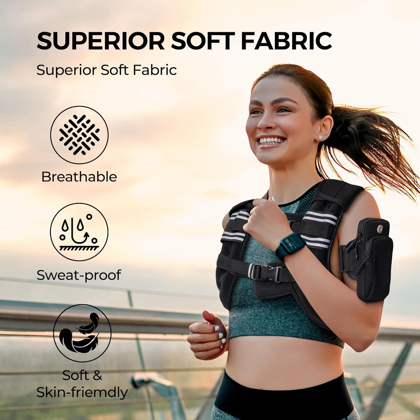 TRAIN LIKE YOU MEAN IT Weight Vest with Reflective Stripe for Strength Training, Running, Walking, Jogging