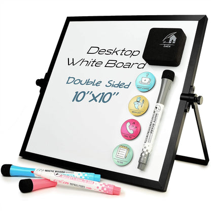 VISUALIZATION & PRODUCTIVITY ERA 101 Small Desktop White Board with Weekly Planner | Magnetic to Do List Dry Erase Board Calendar with Stand | 3 Markers, 4 Magnets, Eraser | Portable Whiteboard