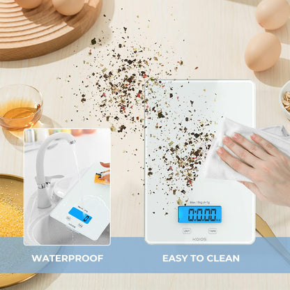 MEAL PREP PRO USB Rechargeable Food Scale | 33Lb/15Kg Kitchen Scale Digital Weight Grams and Oz for Cooking Baking | 1G/0.1Oz Precise Graduation | Waterproof Tempered Glass, 6 Weight Units, Tare Function