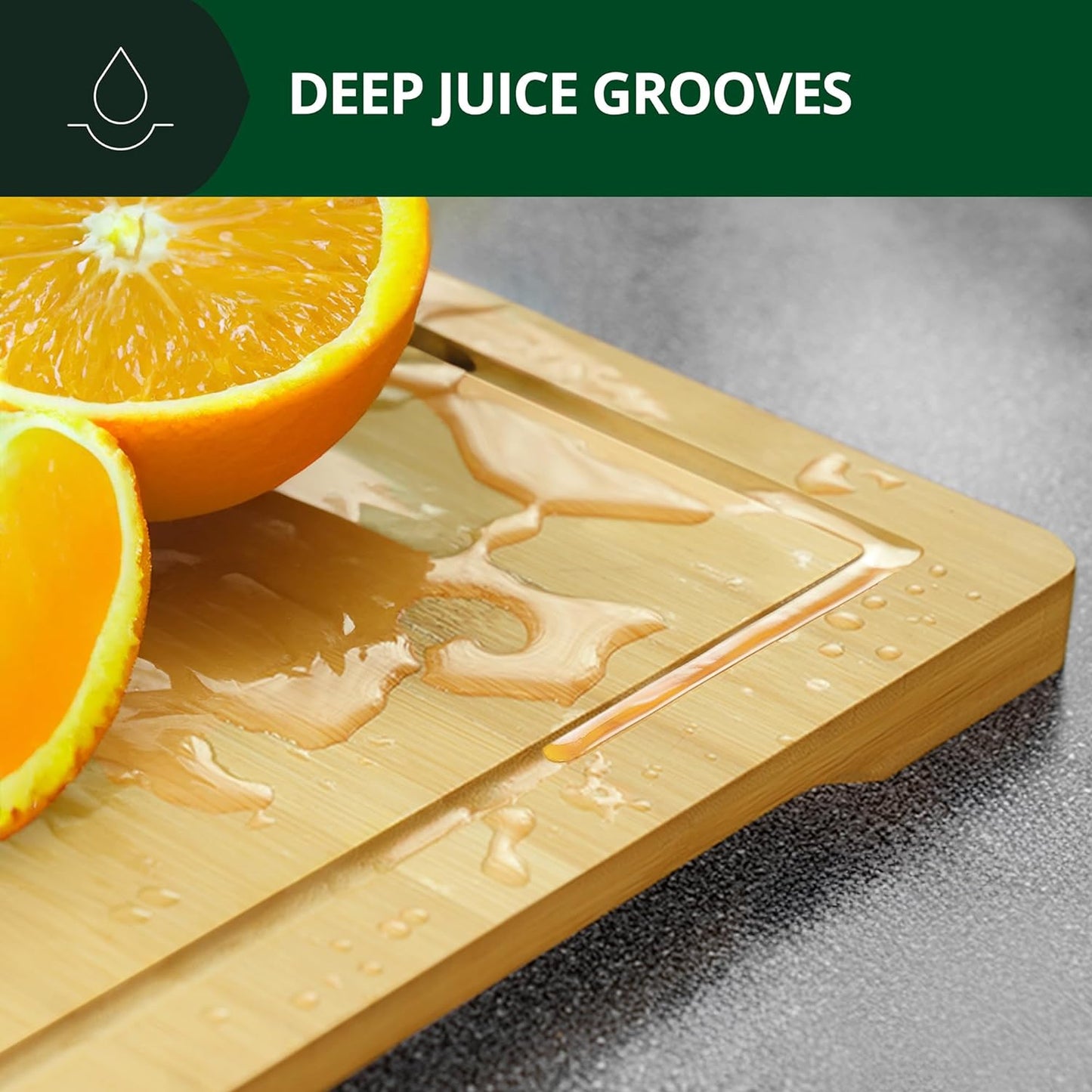 MEAL PREP BASICS Wooden Cutting Boards for Kitchen Meal Prep & Serving | Bamboo Wood Cutting Board Set | Charcuterie & Chopping Butcher Block for Meat