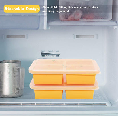 1-Cup Silicone Freezer Trays with Lid,2 Pack,Easy-Release Silicone Freezer Containers,Soup Freezer Molds,Freeze and Store Soup,Broth,Sauce,Leftovers - Makes 8 Perfect 1 Cup Portions