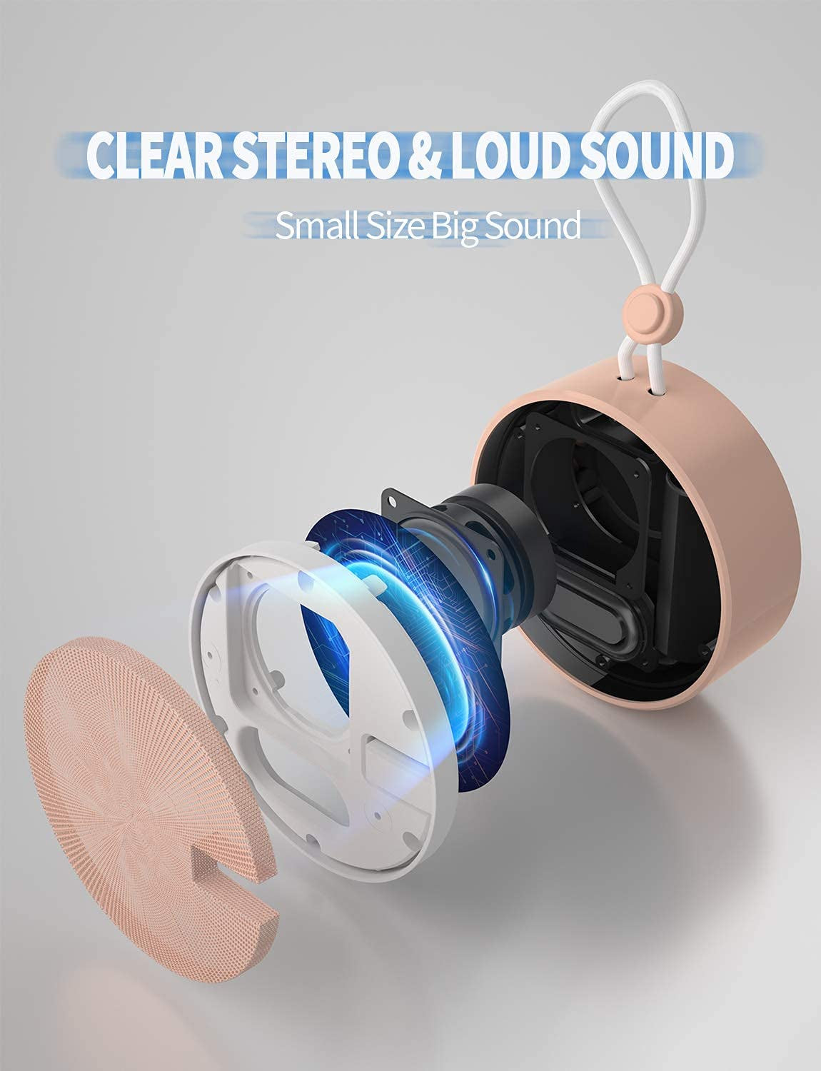 HABIT STACK 101 Waterproof Shower Bluetooth Speaker | Portable Small Bluetooth Wireless Loud Clear Sound Support TF Card | Suction Cup for Outdoor Kayak Canoe Beach Gift 