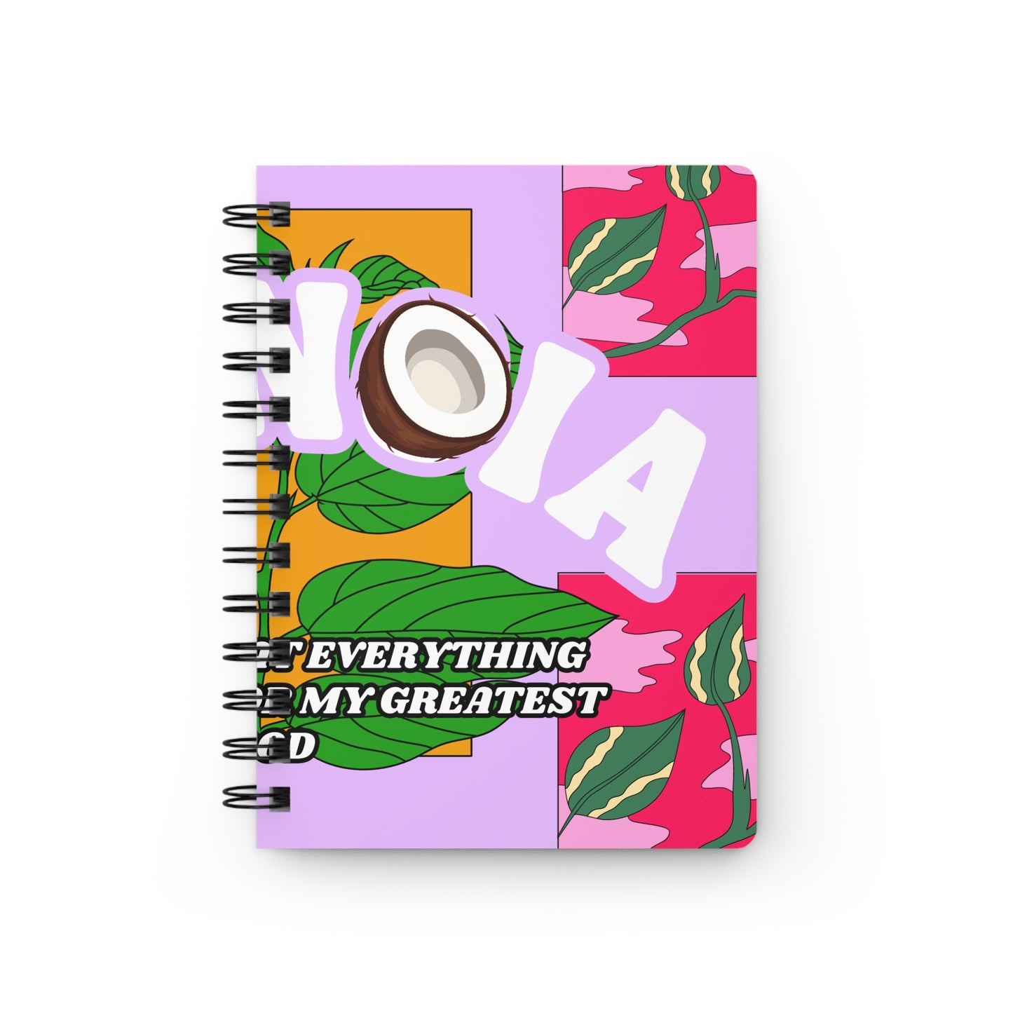 Tropical Coconut Spiral Journal — Motivational Self Affirmation Floral Notebook with 'Everything Is Happening' Quote