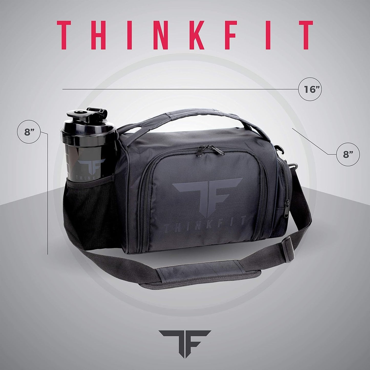 TAKE THE GUESS WORK OUT Insulated Meal Prep Lunch Box | 6 Food Portion Control Containers | Bpa-Free, Reusable, Microwavable, Freezer Safe | Includes Shaker Cup, Pill Organizer, Shoulder Strap & Side Pocket