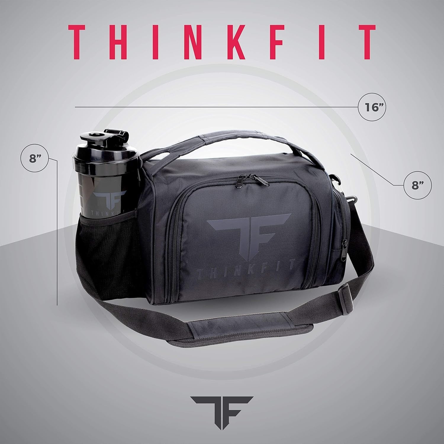 TAKE THE GUESS WORK OUT Insulated Meal Prep Lunch Box | 6 Food Portion Control Containers | Bpa-Free, Reusable, Microwavable, Freezer Safe | Includes Shaker Cup, Pill Organizer, Shoulder Strap & Side Pocket