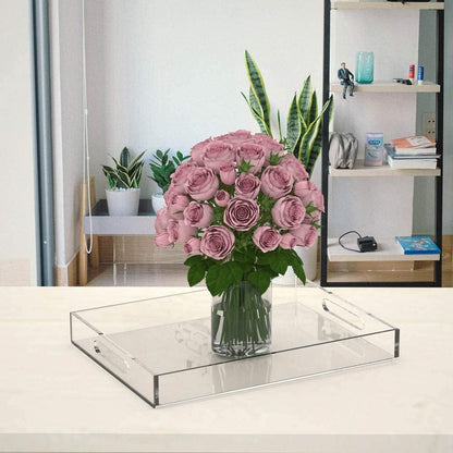 FROM CLUTTER TO CURATED Acrylic Serving Tray with handles 11X14 Inches - Spill Proof - Clear Decorative Tray Organizer for Any Space