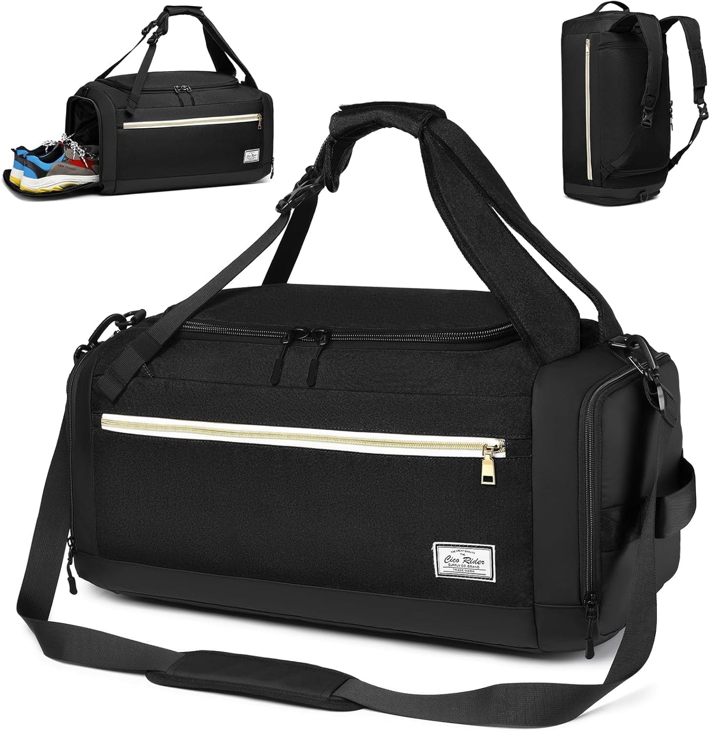 ABOUT YOUR BUSINESS Gym Bag with Shoes Compartment & Wet Pocket | 4 Way Large Sports Duffle Bag | Backpack, Weekender, Overnight Bag