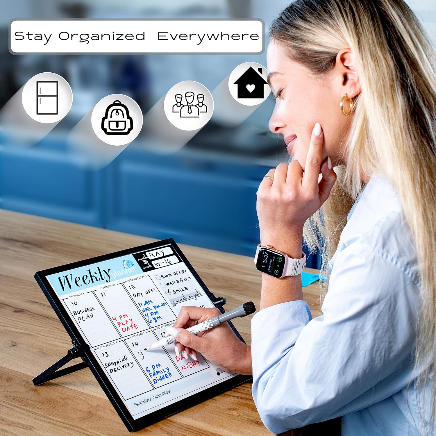 VISUALIZATION & PRODUCTIVITY ERA 101 Small Desktop White Board with Weekly Planner | Magnetic to Do List Dry Erase Board Calendar with Stand | 3 Markers, 4 Magnets, Eraser | Portable Whiteboard