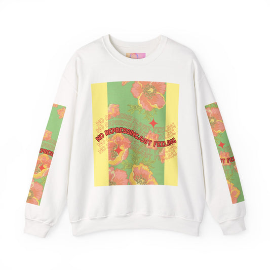 Floral 'No Repressing, Just Feeling' Crewneck Sweatshirt