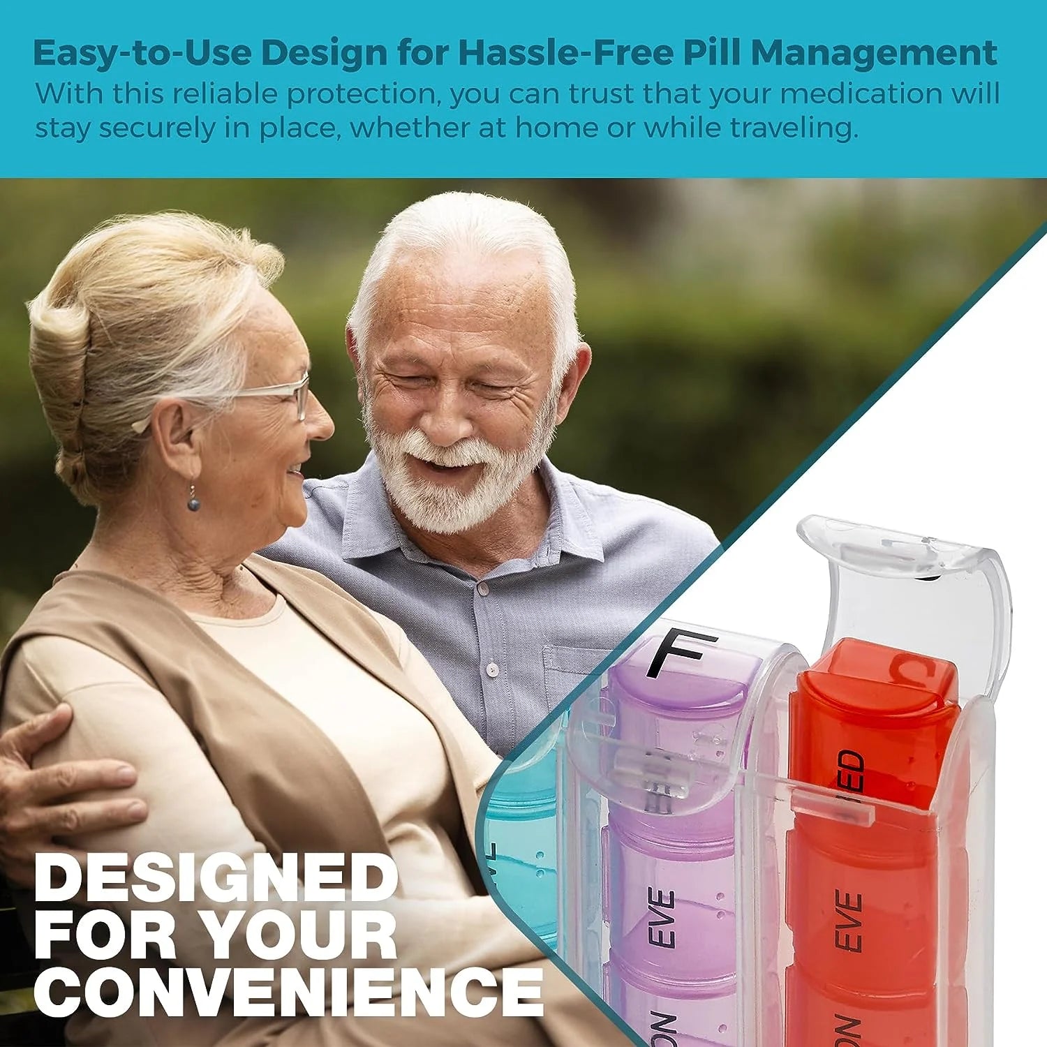 DONT THINK ABOUT IT Pop-Up Weekly Pill Organizer Single Box 4 Daily Compartments by