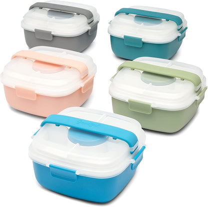 MEAL PREP PRO Stackable Lunch Box Container | Bento Style Food Storage | Removeable Compartments for Sandwich, Snacks, Toppings & DressinG | Leak-Proof, Made without BPA, 56 OZ
