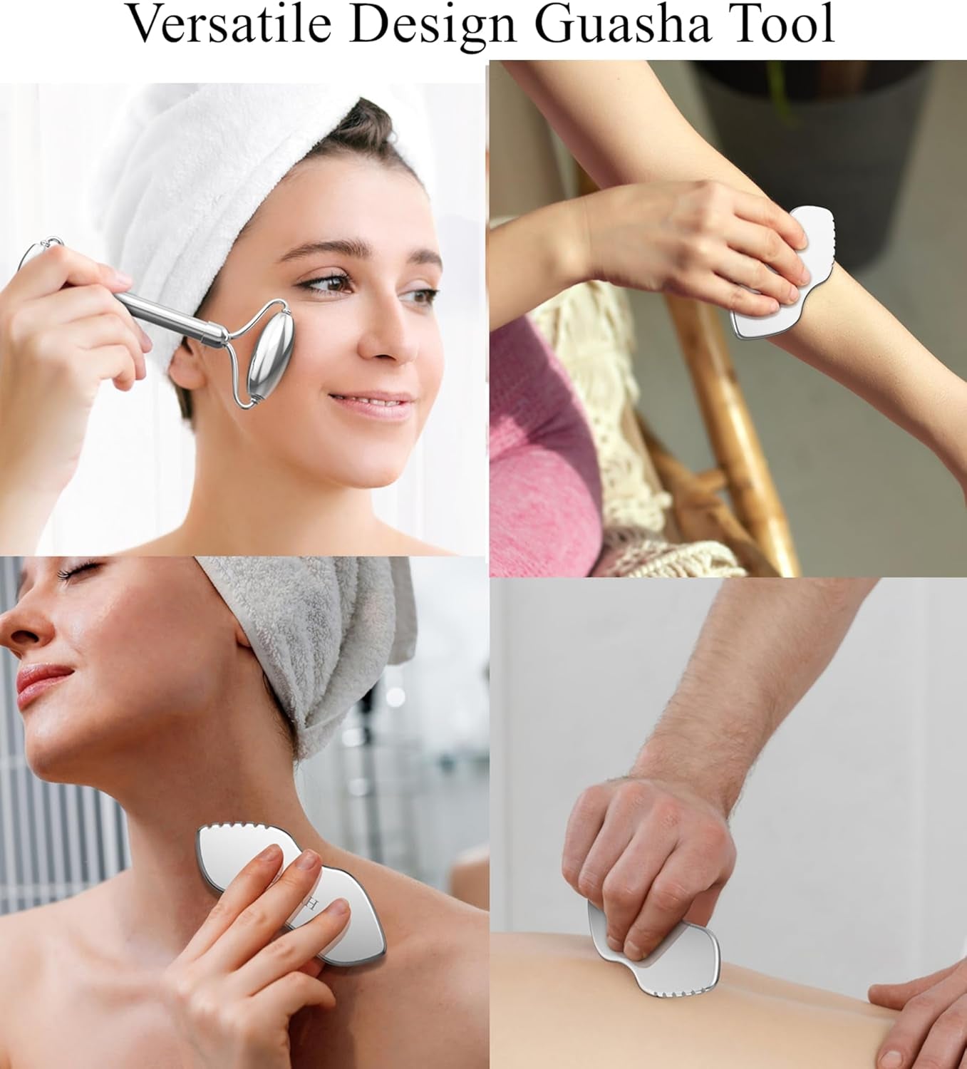 Stainless Steel Gua Sha, Face Roller & Acupuncture Pen 