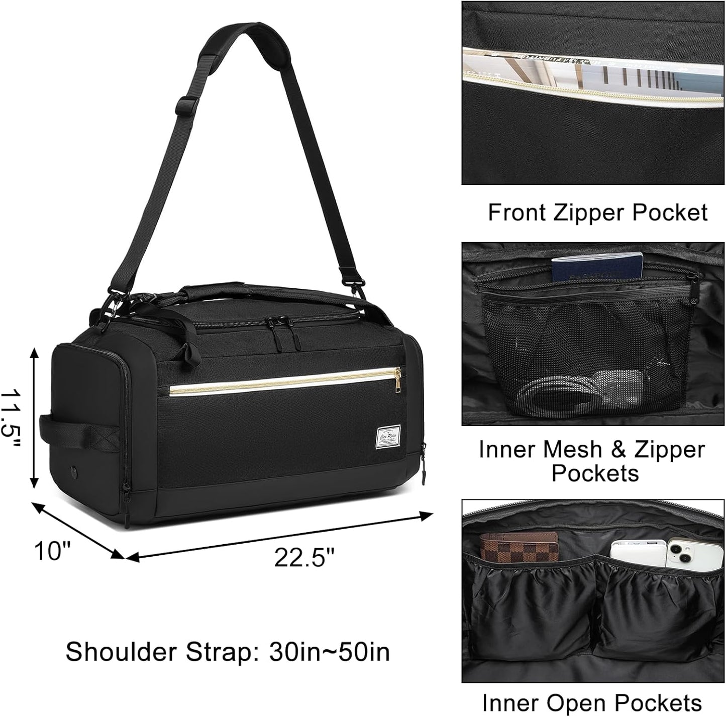ABOUT YOUR BUSINESS Gym Bag with Shoes Compartment & Wet Pocket | 4 Way Large Sports Duffle Bag | Backpack, Weekender, Overnight Bag