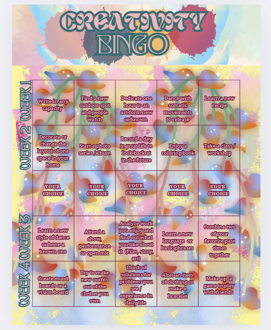 MONTHLY CREATIVITY BINGO TRACKER