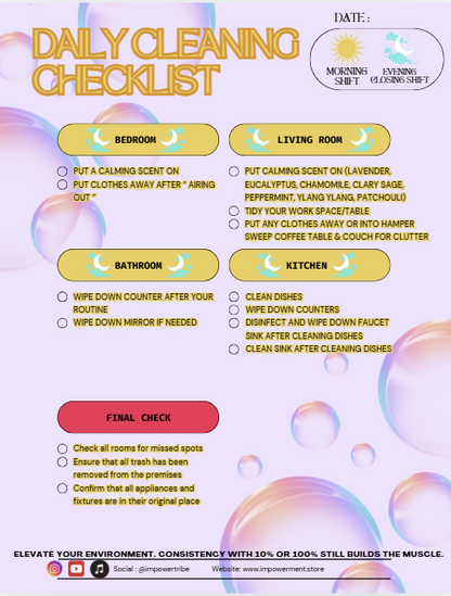DAILY, WEEKLY, BI-WEEKLY, & MONTHLY CLEANING TRACKER FOR VISUAL LEARNERS