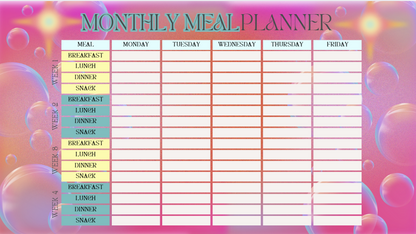 WEEKLY AND MONTHLY MEAL PREP PLANNER + FOOD GROUP SHEET