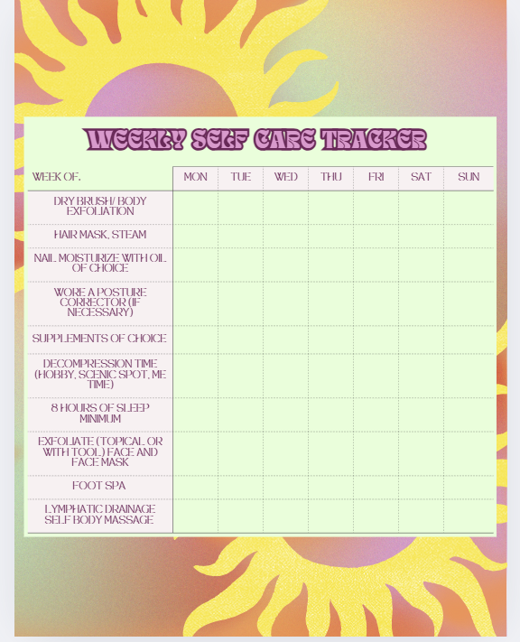 MAINTENACE SELF CARE TRACKER