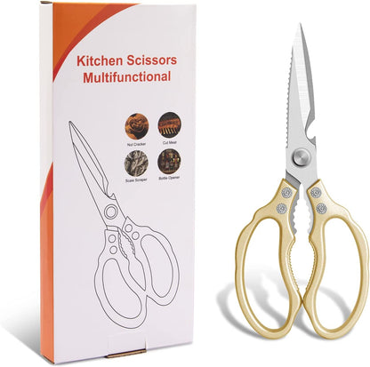 MEAL PREP ESSENTIALS Kitchen Shears / Scissors | Heavy Duty, Dishwasher Safe | Multi-Purpose Sharp Cooking Scissors for Chicken, Poultry, Fish, Meat, Herbs
