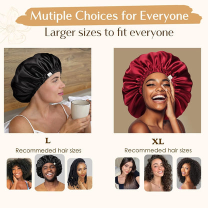 Adjustable & Double Layer Hair Bonnet for Natural Hair and Protective Hair Styles 