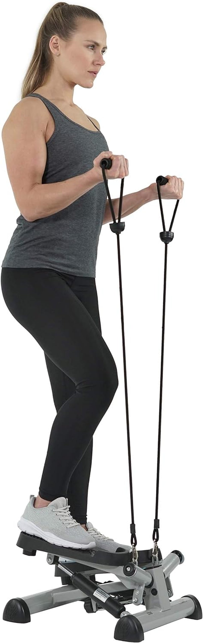 ONE STEP AT A TIME Mini Stepper for at Home Cardio - Non-Slip Pedals - Resistance Bands - LCD Digital Monitor