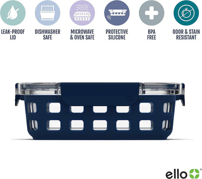 MEAL PREP PRO Duraglass 3.4 Cup Meal Prep Sets 10Pc | 5 Pack Set- Glass Food Storage Container with Silicone Sleeve and Airtight BPA-Free Plastic Lids | Dishwasher, Microwave, and Freezer Safe