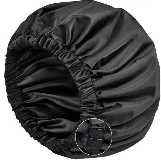 Silk Shower Cap Reusable-Double Layer & Lined, Waterproof, Washable & Adjustable (All Hair Styles)