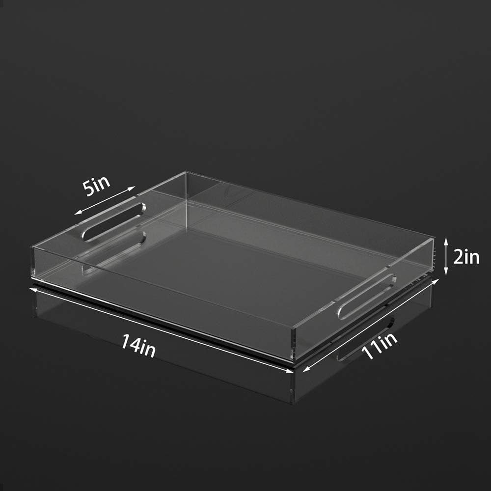 FROM CLUTTER TO CURATED Acrylic Serving Tray with handles 11X14 Inches - Spill Proof - Clear Decorative Tray Organizer for Any Space