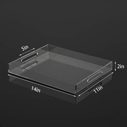 FROM CLUTTER TO CURATED Acrylic Serving Tray with handles 11X14 Inches - Spill Proof - Clear Decorative Tray Organizer for Any Space