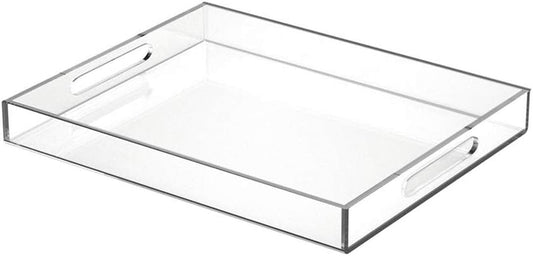 FROM CLUTTER TO CURATED Acrylic Serving Tray with handles 11X14 Inches - Spill Proof - Clear Decorative Tray Organizer for Any Space