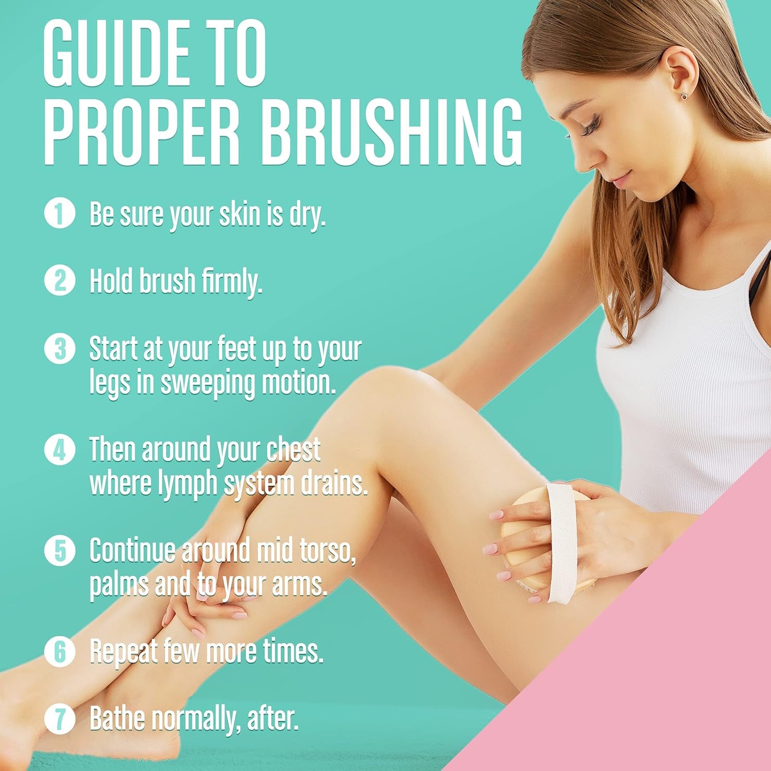 Dry Brushing Body Brush for Lymphatic Drainage and Exfoliation - Soft Massage Nodules -100% Natural Bristle 
