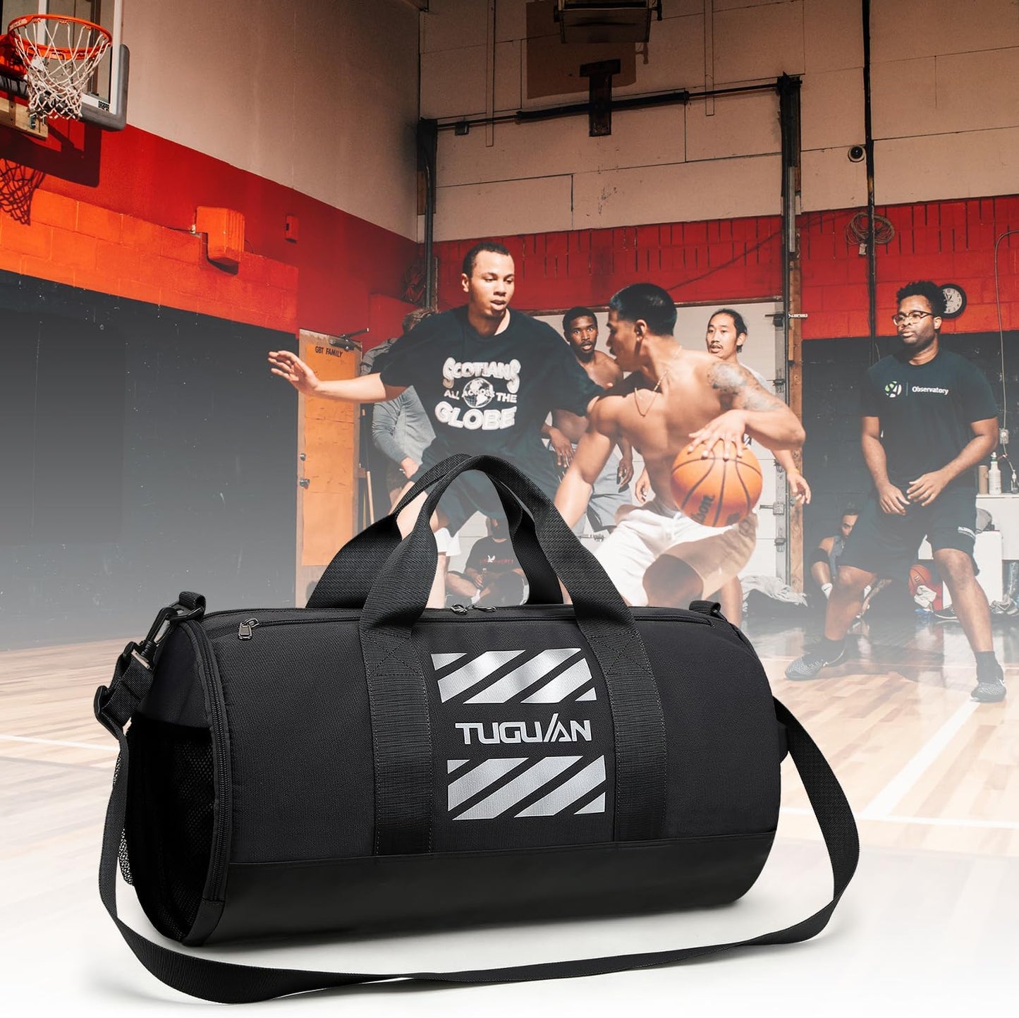 TIME TO LOCK IN Small Gym & Travel Duffle Bag | Wet Pocket & Shoes Compartment | Overnight Weekender Duffel Bag Sports | Gym Tote Bag 40L