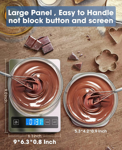 TRACKER QUEEN Food Scale - 22Lb Digital Kitchen Scale Weight Grams and Oz for Cooking Baking - 1G/0.1Oz Precise Graduation, Stainless Steel and Tempered Glass