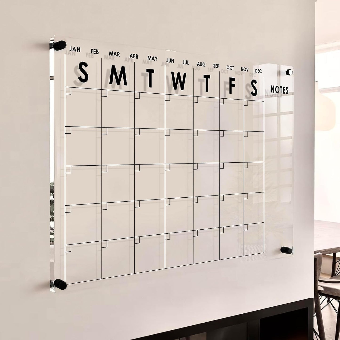 VISUALIZATION & PRODUCTIVITY ERA 101 Oversize Premium Acrylic Calendar for Wall | Ultra-Thick Clear Dry & Erase Board | Large 40"X26" | Home Office Monthly Glass Planner Guard Mate Plexiglass Whiteboard