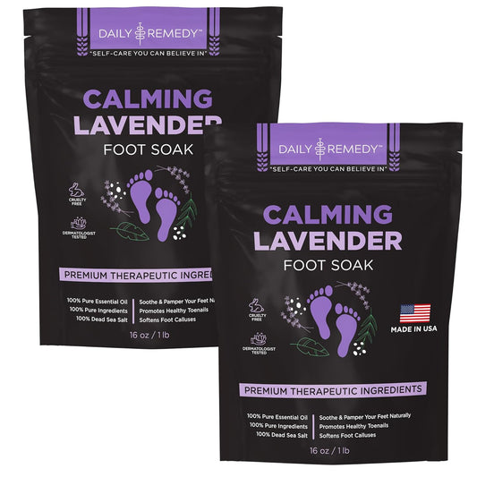 TREAT YOUR FEET Calming Lavender Foot Soak with Epsom Salt - 2 PACK - Soothes Sore Tired Feet, Athletes Foot & Remove Foot Odor