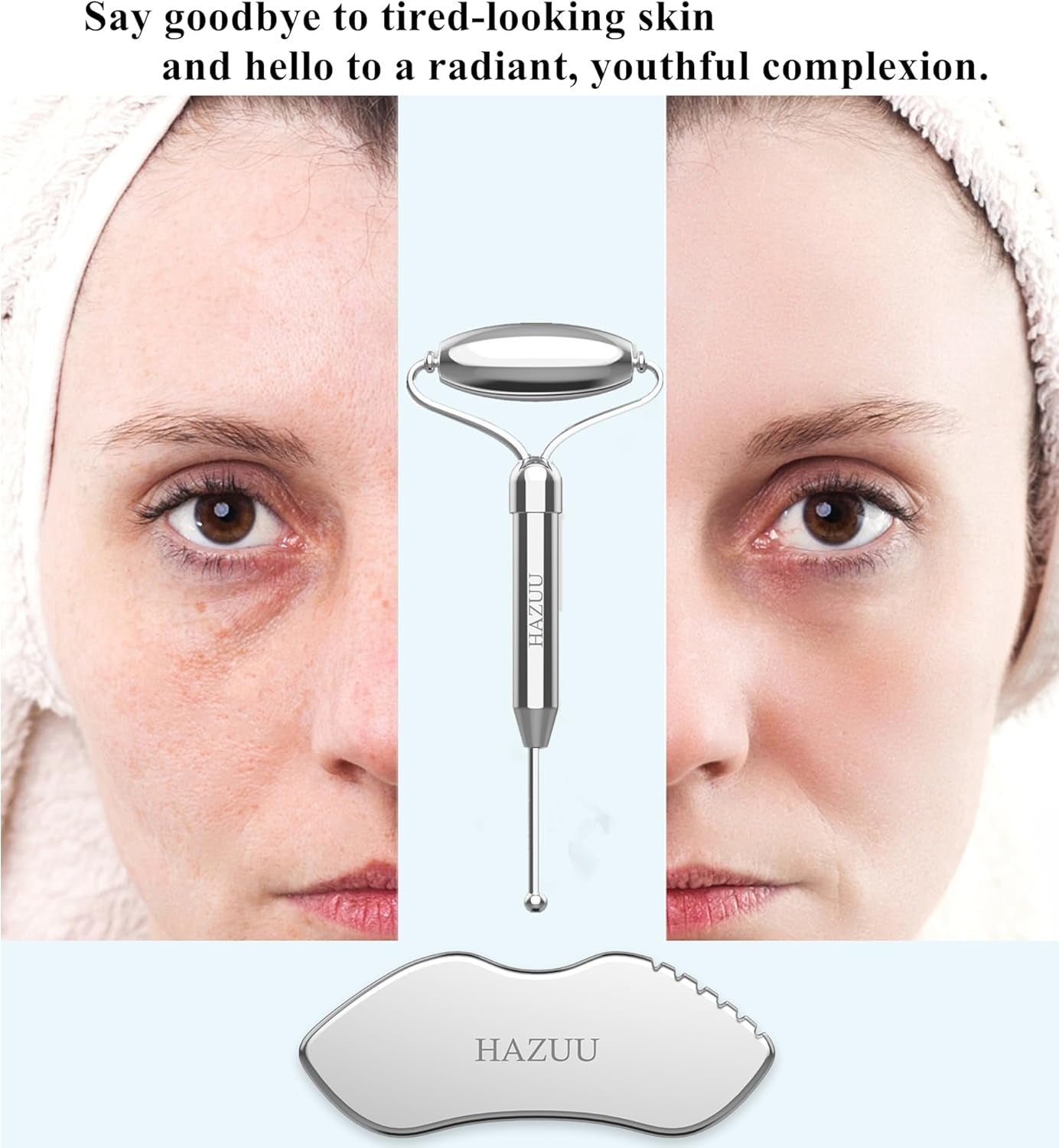 Stainless Steel Gua Sha, Face Roller & Acupuncture Pen 