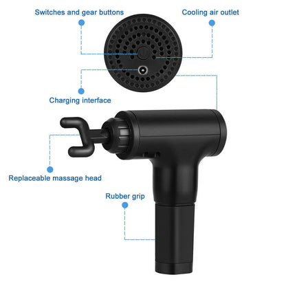Massage Gun Deep Tissue Muscle Vibrating Relaxing + 4 Heads