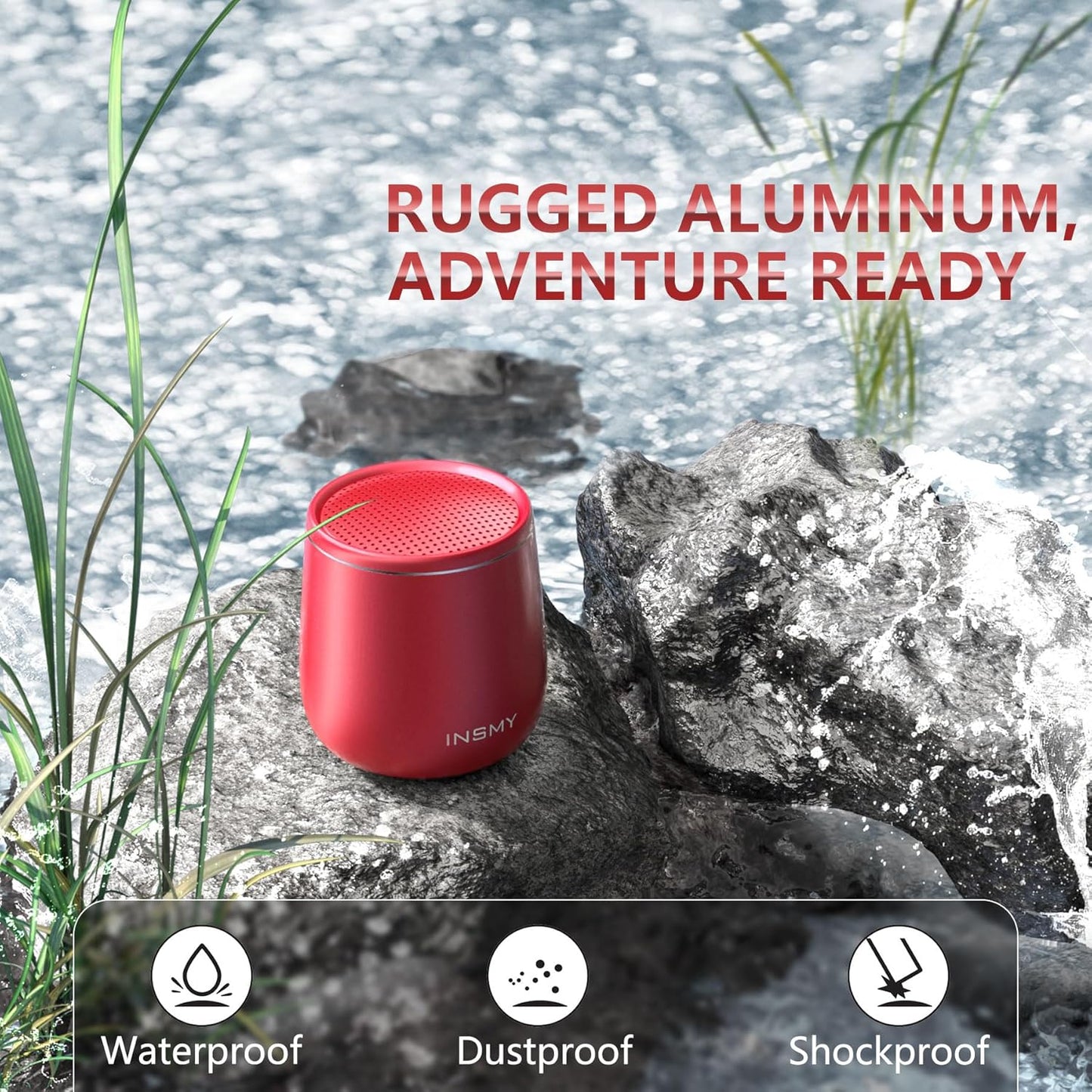 HABIT STACK 101Bluetooth Waterproof Mini Portable Wireless Speaker | Handheld Pocket Size | Built in Mic for Showering, Driving, Cooking, Hiking Biking Gift Laptop Tablet