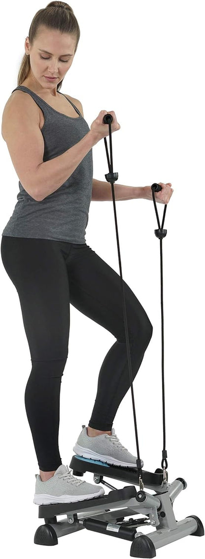 ONE STEP AT A TIME Mini Stepper for at Home Cardio - Non-Slip Pedals - Resistance Bands - LCD Digital Monitor