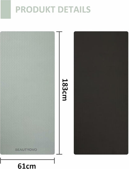BUILD UP YOUR TEMPLE ~ Yoga Mat with Strap, 1/3 Inch Extra Thick Yoga Mat Double-Sided Non Slip, Professional TPE Yoga Mats for Women Men, Workout Mat for Yoga, Pilates and Floor Exercises