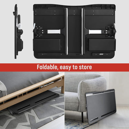 GET THAT POSTURE RIGHT [Luxury PVC Leather] Adjustable Laptop Desk for Bed | Foldable Lap Desk for Laptop with 2 Drawers | Multifunctional Laptop Stand Table for Working, Eating, Writing, Gaming, Drawing