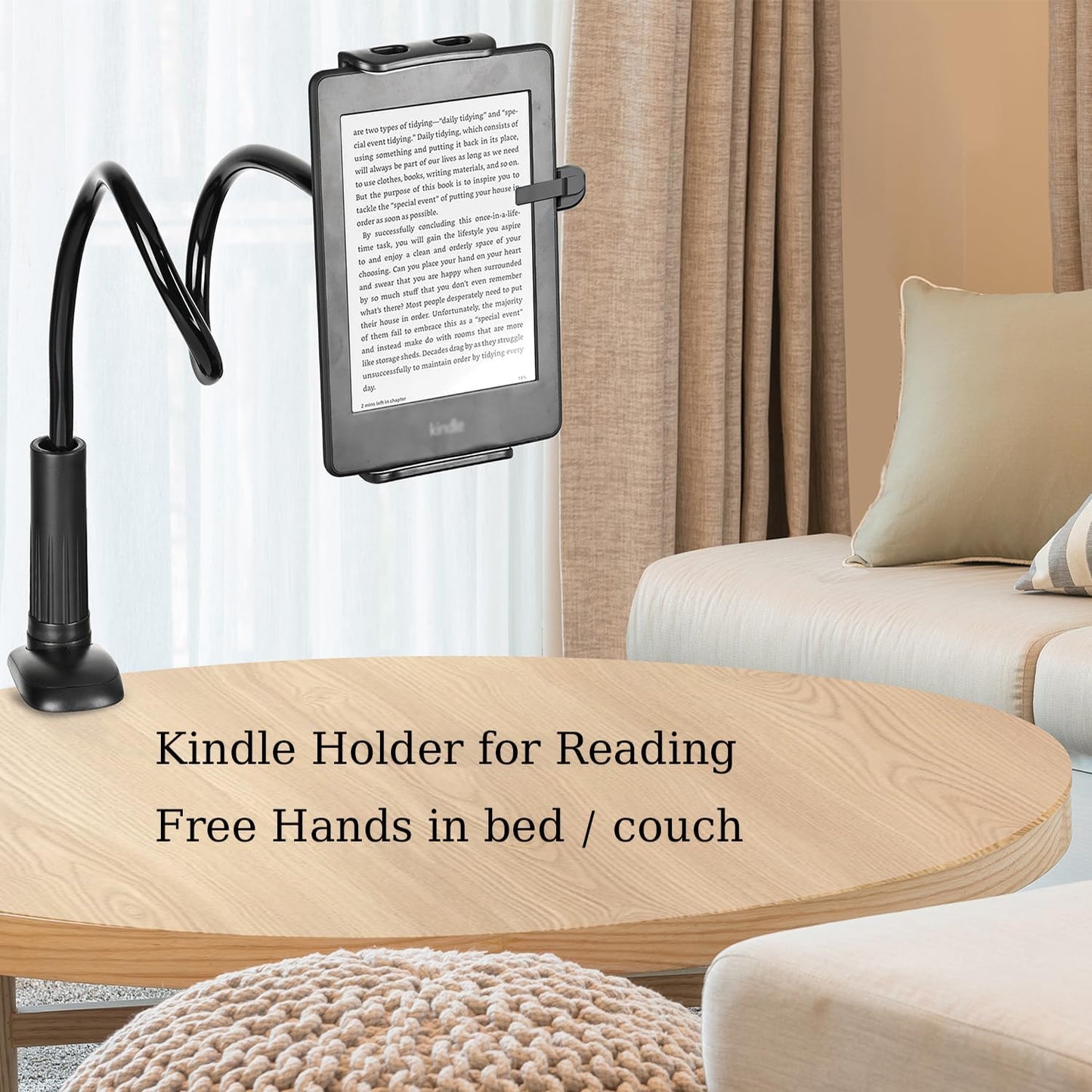 GET THAT POSTURE RIGHT Gooseneck Tablet Stand & Kindle Holder for Bed | Tablet Stand with Adjustable Flexible Arm Clamp | Mount Clip Holder for Phone Ipad Air Mini | Galaxy Tabs | Kindle Fire | Switch or Other 4.7-10.5" Devices