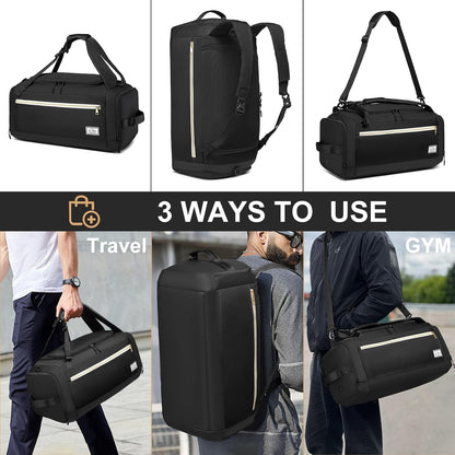 ABOUT YOUR BUSINESS Gym Bag with Shoes Compartment & Wet Pocket | 4 Way Large Sports Duffle Bag | Backpack, Weekender, Overnight Bag