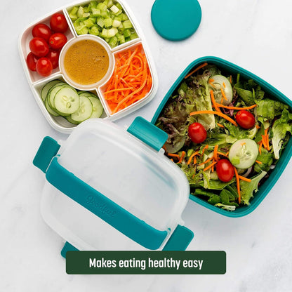MEAL PREP PRO Stackable Lunch Box Container | Bento Style Food Storage | Removeable Compartments for Sandwich, Snacks, Toppings & DressinG | Leak-Proof, Made without BPA, 56 OZ
