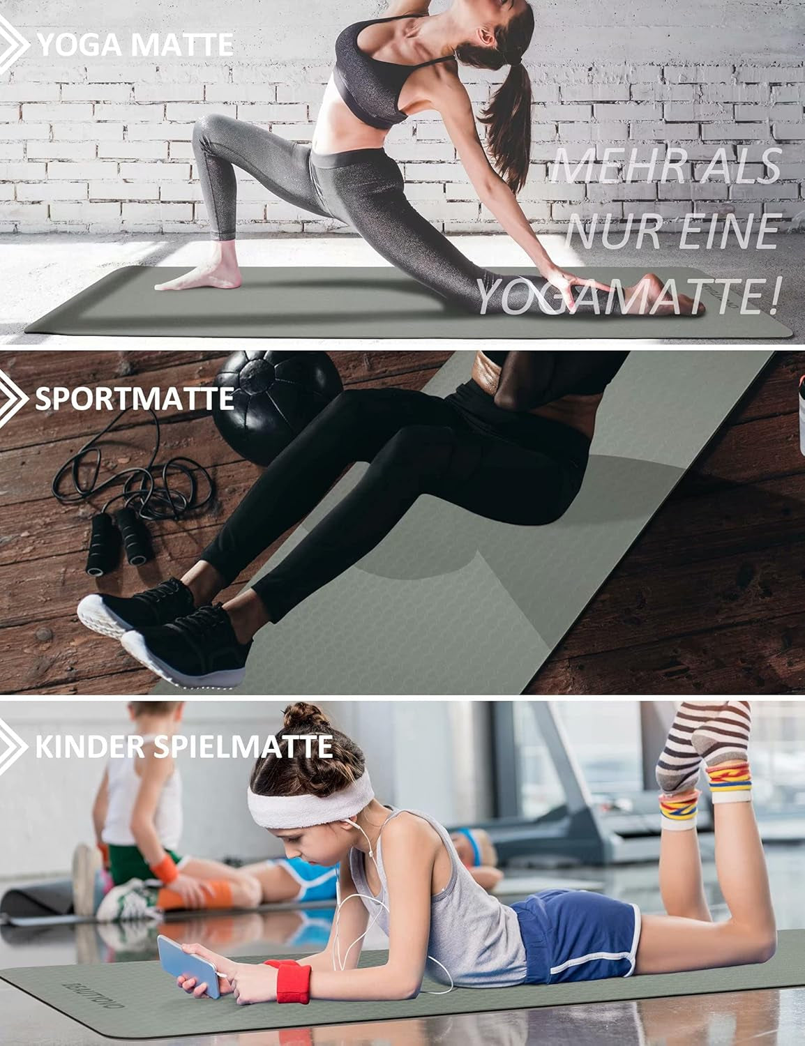 BUILD UP YOUR TEMPLE ~ Yoga Mat with Strap, 1/3 Inch Extra Thick Yoga Mat Double-Sided Non Slip, Professional TPE Yoga Mats for Women Men, Workout Mat for Yoga, Pilates and Floor Exercises