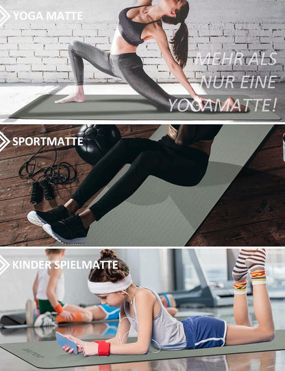 BUILD UP YOUR TEMPLE ~ Yoga Mat with Strap, 1/3 Inch Extra Thick Yoga Mat Double-Sided Non Slip, Professional TPE Yoga Mats for Women Men, Workout Mat for Yoga, Pilates and Floor Exercises