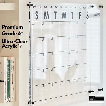 VISUALIZATION & PRODUCTIVITY ERA 101 Oversize Premium Acrylic Calendar for Wall | Ultra-Thick Clear Dry & Erase Board | Large 40"X26" | Home Office Monthly Glass Planner Guard Mate Plexiglass Whiteboard