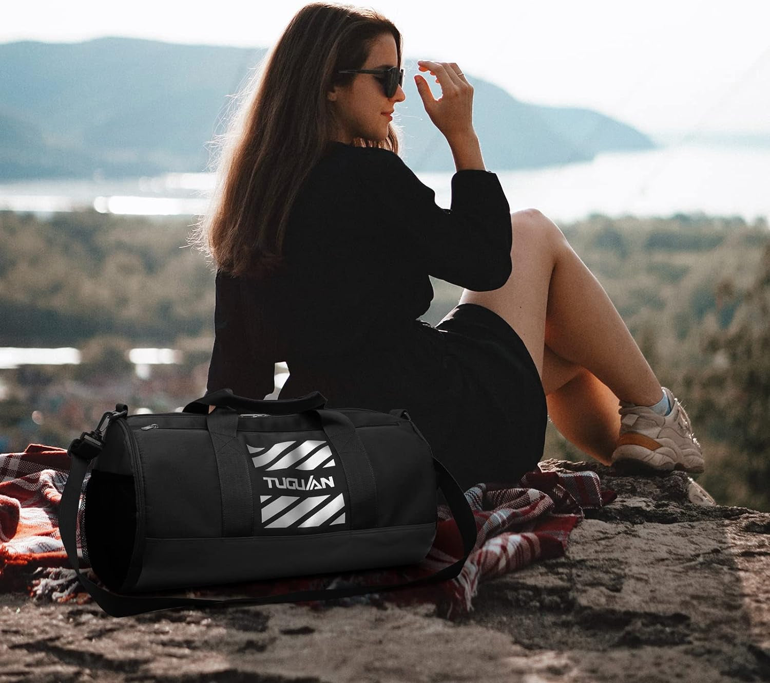 TIME TO LOCK IN Small Gym & Travel Duffle Bag | Wet Pocket & Shoes Compartment | Overnight Weekender Duffel Bag Sports | Gym Tote Bag 40L